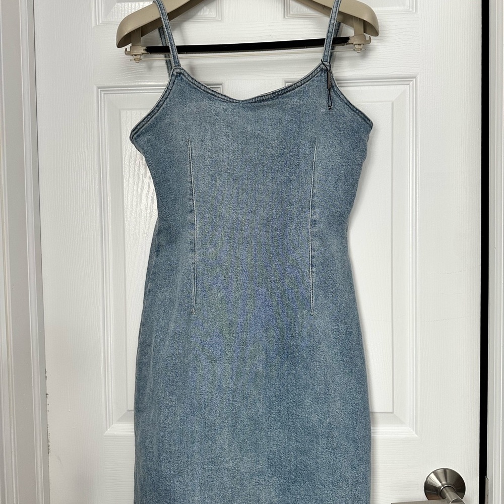 New Calvin Klein Light Blue Denim Slip Dress